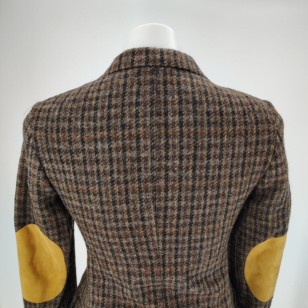 Vintage Polo Ralph Lauren Wool Tweed Blazer Suede Elbow Patch 16 Fits like XS/S - Picture 13 of 16